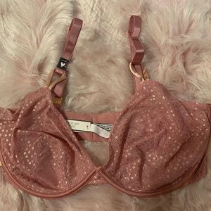 VICTORIA'S SECRET Sexy Tee Unlined Sheer Mesh & Satin Trim Demi Bra -NWT